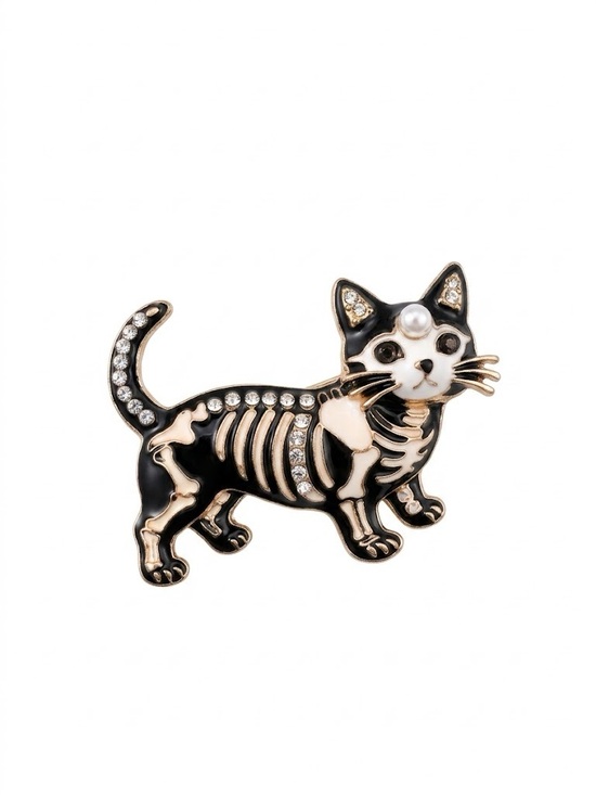 Jewelry - Cat Skeleton Enamel Pin